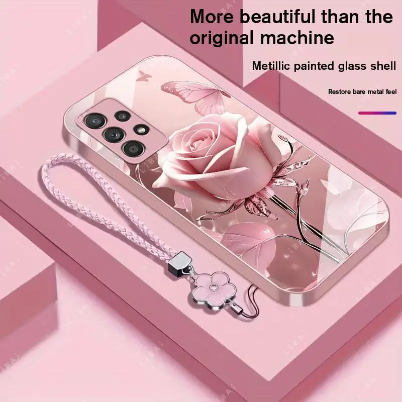 Suitable for [Galaxy A52 5g] high-end phone case，a beautiful four-leaf clover lanyard is included,exquisite and high-end design,a variety of colors are available for you to choose from YM99