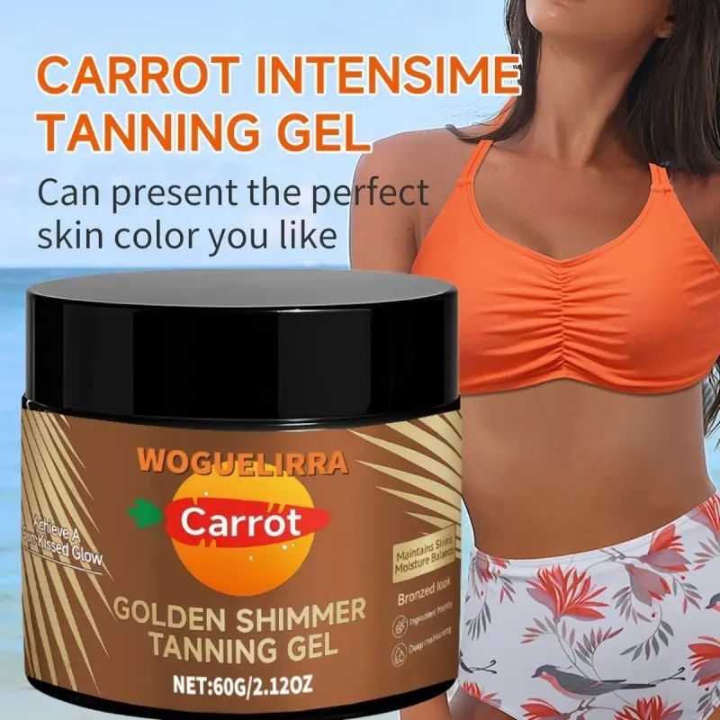 1pc Golden Bronzing Gel or Carrotten Gel, Oil-Free, Waterproof, Rich in Carrots and Coconut Oil, Vitamin A&e, Moisturizing, Long-Lasting, Bronzed Glow Up, Moisturizer, Carrot Tanning Gel, Tanning Products