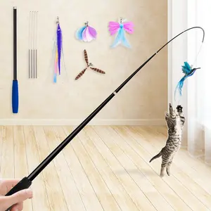 2025   Toys, 2 in 1 Spring  Wand  with 2 count Ultra-Long  Teaser, 4 count Spring Steel Wire & 5 count  Refills for Kitty Kitten Indoor Cats Accessories