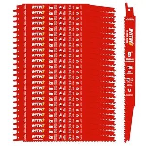 25 Pack 9 Inch 8/14TPI Reciprocating Saw Blades for Wood and Nail-Embedded Wood Demolition, Metal Cutting for 1/8-3/8 Medium Metals and PVC Pallets etc.- Compatible with Diablo Bi-Metal Sawzall Blades
