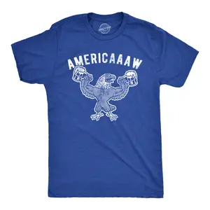 Mens Americaaaw T Shirt Funny 4th Of July Merica Bald Eagle Beer Drinking Graphic Party Tee Mens Funny T Shirts Cool Vintage Fashion T-Shirt Gift Classic Menswear Patriotic Apparel for Men Funny Beer Short Royal