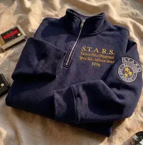 Tactical Unit Embroidered Quarter Zip, Survival Horror Sweatshirt, Zombie Police Inspired Gamer Pullover