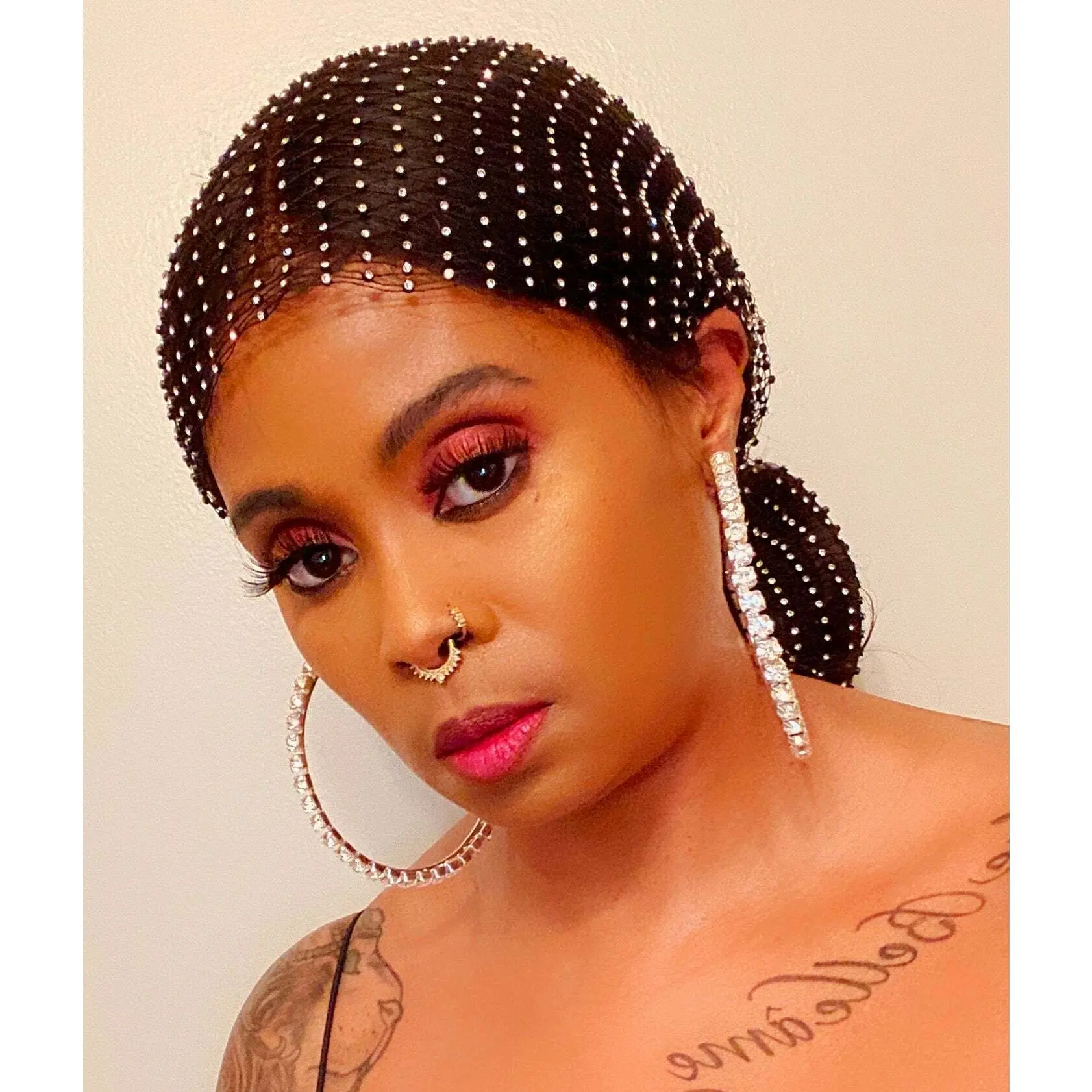 Black Rhinestones Head Scarf Wrap Headpiece