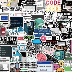 Computer Programmer Sticker, 50/1000pcs Cartoon Computer Pattern Decorative Sticker, DIY Decals for Water Bottle, Laptop, Phone Case, Scrapbooking, Journal Making, Ornaments