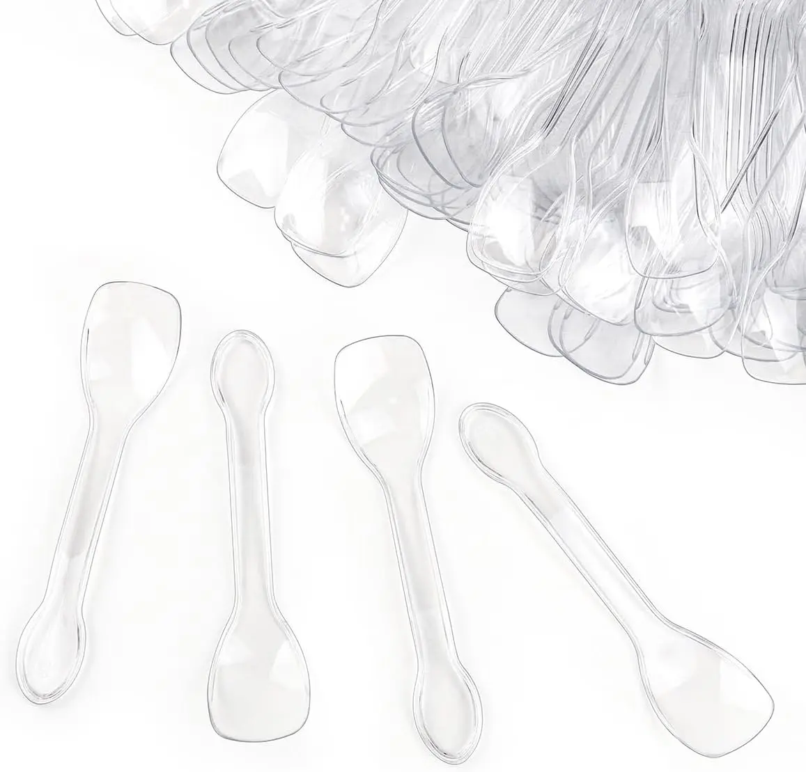 100PCS Tasting Spoons Ice Cream Dessert Taster Spoons Plastic Mini Spoons Disposable Dessert Spoons for Miniature Dessert Cups, Sampling, Small Catering Supplies, Tasting Party (Clear)