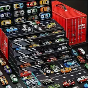 48-Piece Random Race Car & Truck Models Set, Build & Race Play, Inertia Push-Run, Map & Track Included, Kids Educational Toy Gift