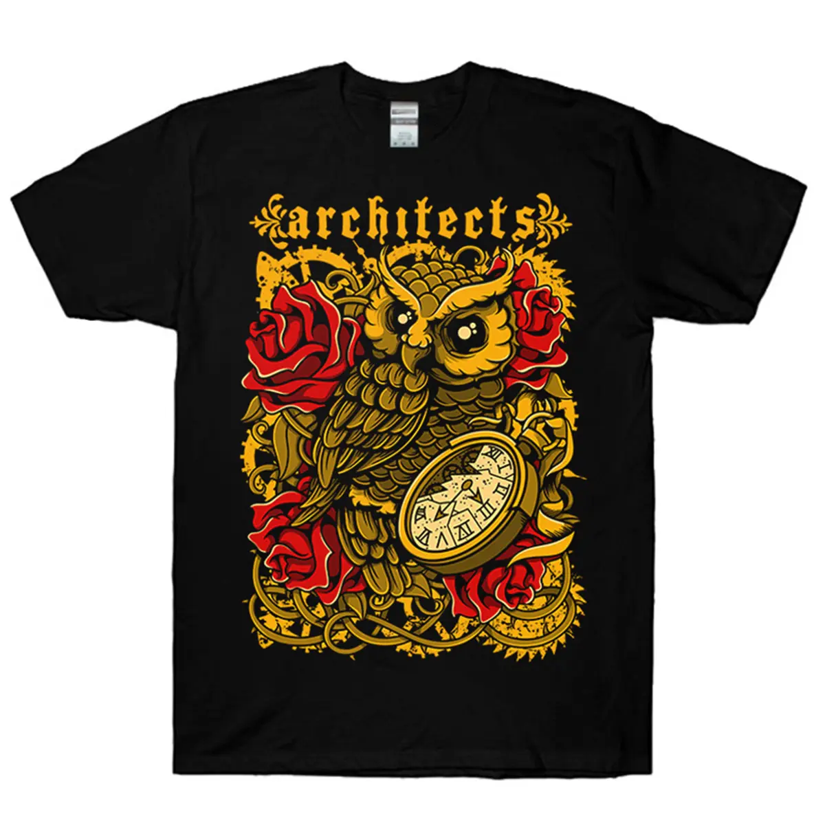Architects Owl Black T-Shirt Fullsize Collar Cotton