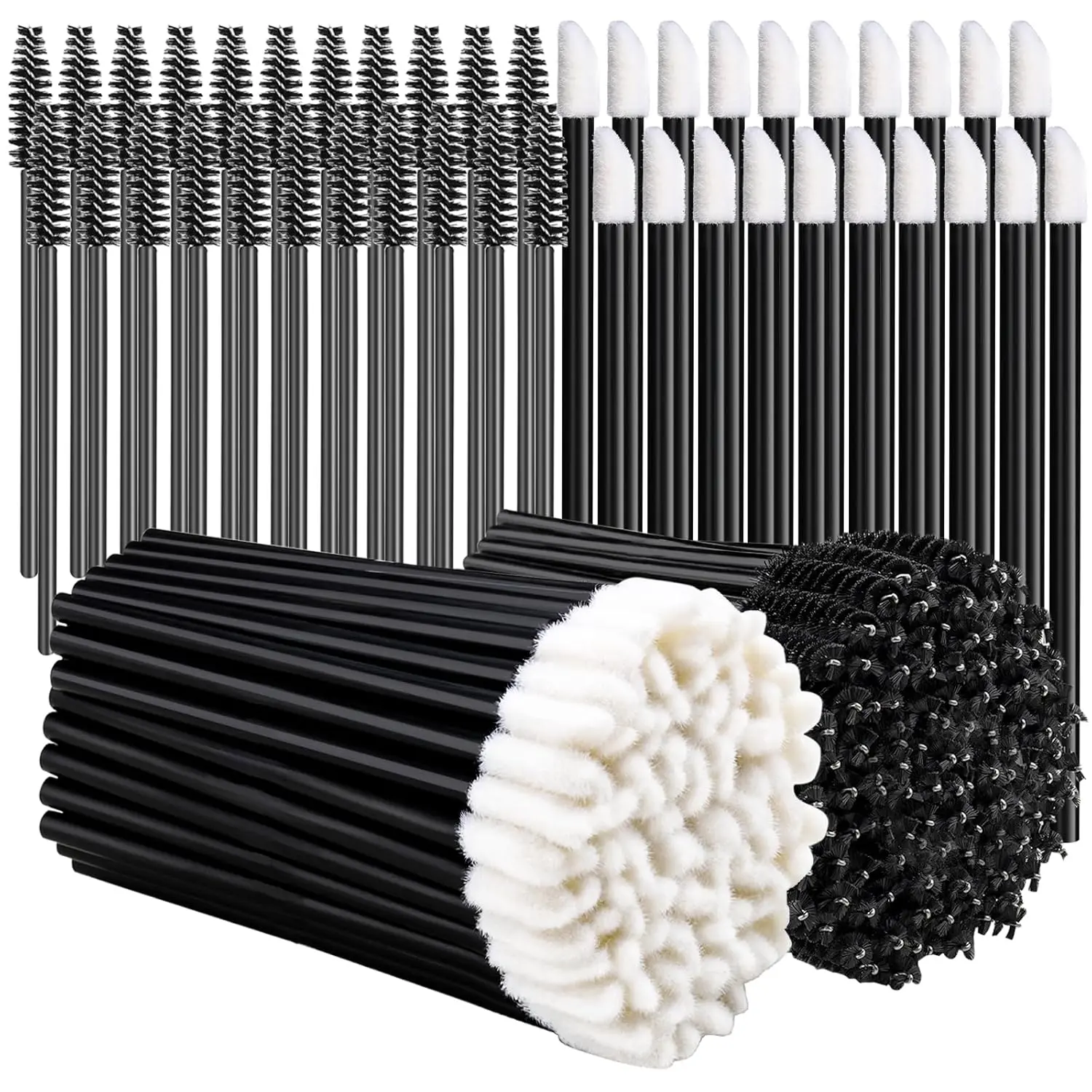 200PCS Mascara Wands, Disposable Mascara Wand , Lip Applicators Disposable Mascara Makeup Applicator Lipgloss Lip Brush Mascara Brush Lipstick Tester Wands Black