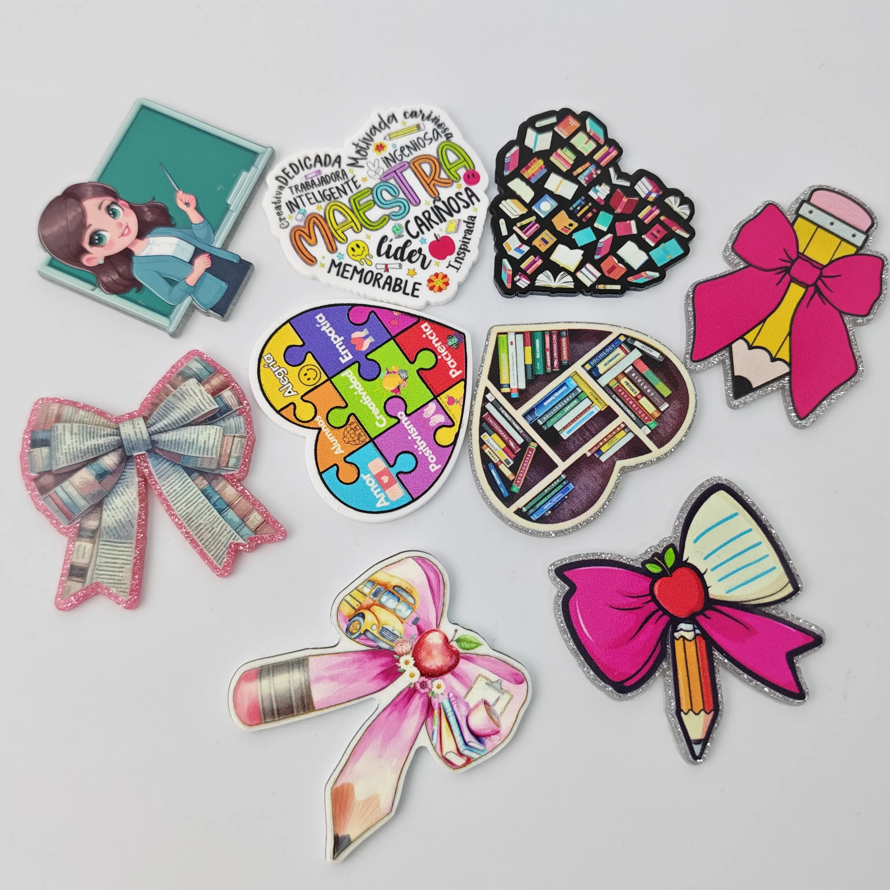 50pcs/bag Random Study Acrylics Flatbacks for DIY Craft