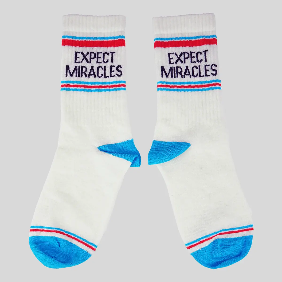 Kerusso Unisex Athletic Crew Socks - Expect Miracles, Machine Washable, Crew Sock, Sporting Goods, Stretch, Knit, Soft, Cotton, Activewear
