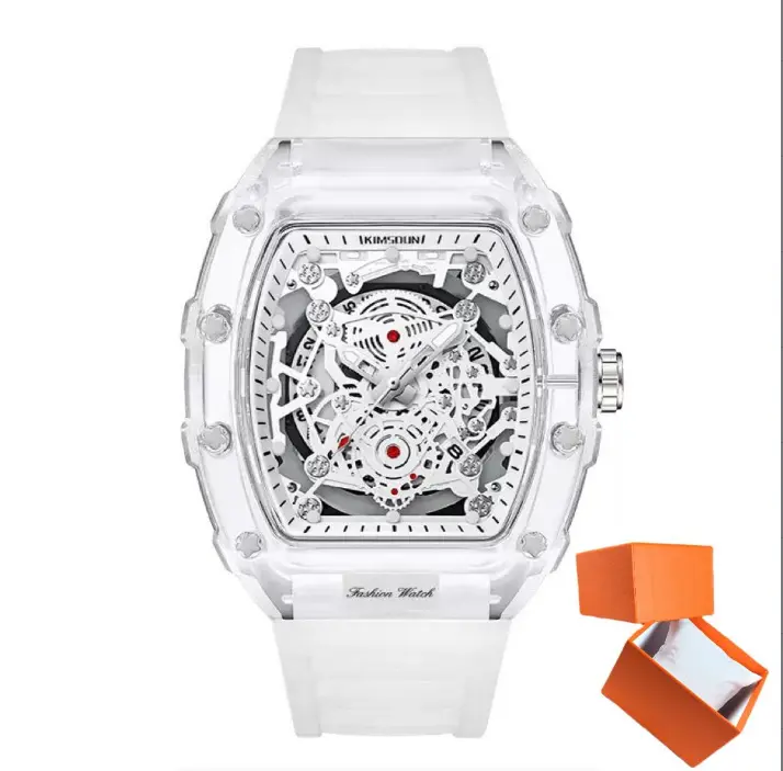 【Buy 2 get 1 free】Viral Transparent Skeleton Watch Men | Clear Case Luxury Design Fashion Wristwatch with Silicone Band
