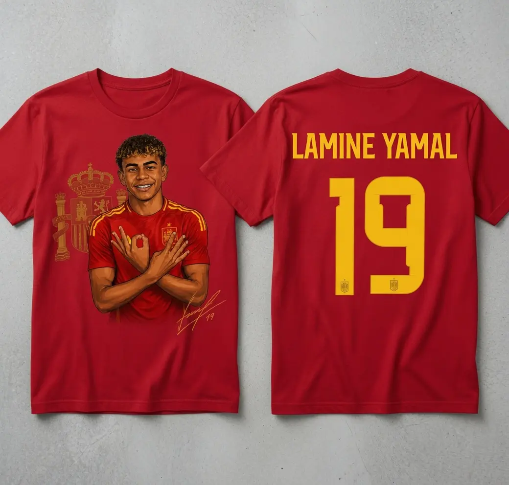 Spain No.19 Soccer Fan Shirt, Yamal Inspired Graphic Tee, Unisex shirt Top Menswear,  Football Graphic T-Shirt