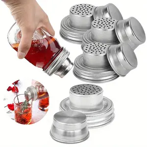 A Set of 8/4 Pcs Stainless Steel Mason Jar Shaker Lids with Silicone Seals for Dredge Flour,Mix Spices,Sugar,Salt,Peppers and Any Regular Mouth Mason Jar Canning Jar,New Year Gifts,Hand Tools Kits