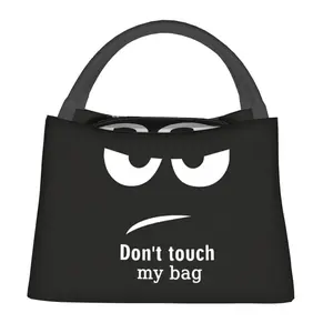 Lunch bag for men and women, reusable hand-held insulation bag,do not touch my bag pattern, is an essential item for outdoor camping and daily commuting. It is made of safe and durable insulation material, with a portable and stylish design