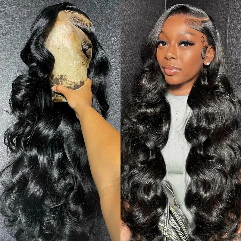 Bling Hair Women's Remy Undetectable HD Lace Front Lace Closure Wig - Bling Body Wave, Pre-Plucked, 180 Density, 13x4/13x6 Side Part, Black, Dye-Bleach Ready, 34/36 in