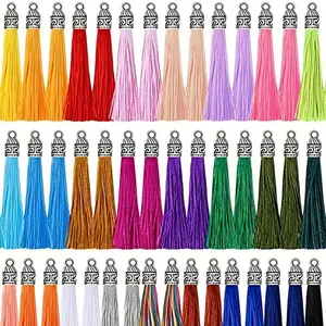 20 Pcs Small Metal Tassel Charms, Polyester Bookmark Car Hanging Decorations, DIY Clothing Accessories, Mixed Colors, Fringe Trim