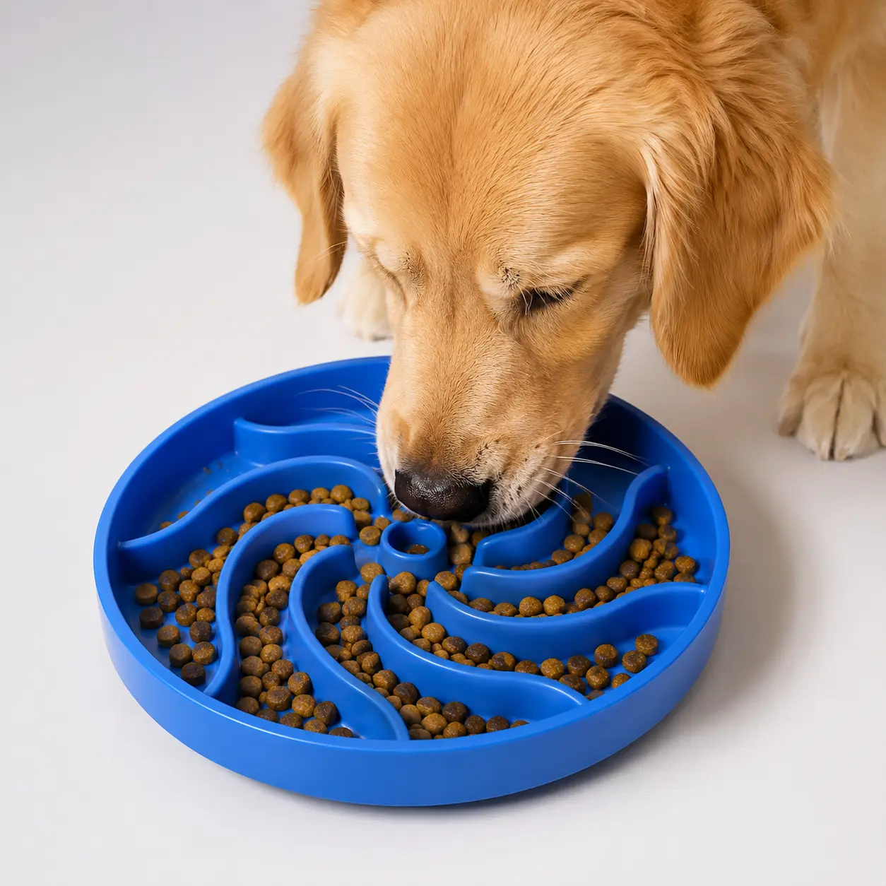 Silicone Dog Slow Feeder Bowl - Interactive Puzzle Enrichment Bowl, Non-Slip for Puppies & Adult Dogs, Suitable for Dry/Wet Food, Includes Outdoor Water Lick Ball pet mat raised cat
