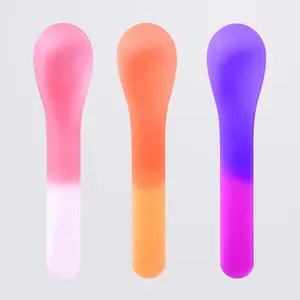 30 Pack Color Changing Ice Cream Spoons, 5.15 Inch Break-Resistant Individually Wrapped Plastic Spoons with Eye-catching Color-Emergence Effect for Dessert Utensils