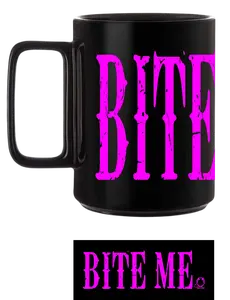 BITE ME BLACK COFFEE MUG