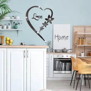 Heart Love Mirror Wall Stickers Set, Heart Sign Sticker, 3D Acrylic Self-Adhesive Decor for Living Room & Bedroom, Stylish Reflective Home Decoration