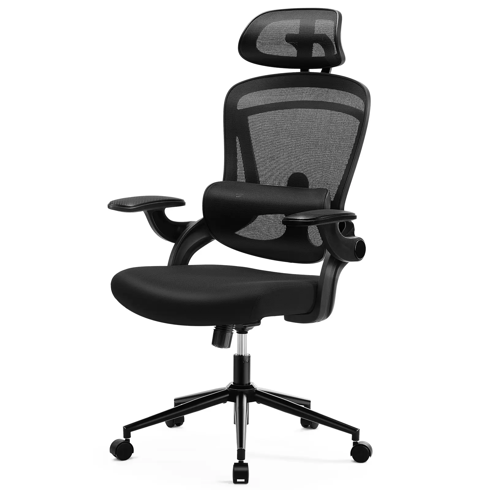 Office Chair with Adjustable Height, High Back Desk Lumbar Support & Headrest, Comfortable Mesh Computer Chair with Soft Flip Up Arms Office Chair with Adjustable Height, High Back Desk Lumbar Support & Headrest, Comfortable Mesh Computer Chair with Soft Flip Up Arms