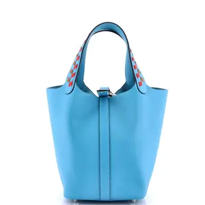 Pre-owned HERMÈS material Bucket Bags Hermes Picotin Lock Bag Tressage Epsom PM by Rebag
