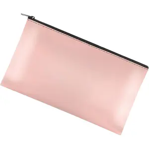 1 Pack Zipper Money Bag 11x6.1 inch Multi-purpose Cash Pouch Bank Bag Check Wallet Cosmetic Organizer Pink