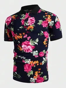 SHEIN Manfinity RSRT Men Plus Floral Print Polo Shirt