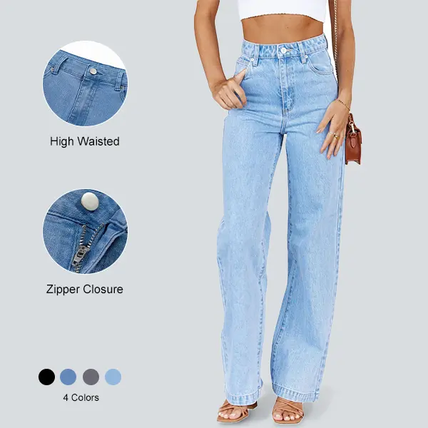 Imily Bela Women’s High Waisted Baggy Jeans Boyfriend Straight Leg Denim Pants Casual Streetwear Y2K Vintage Loose Fit Cargo Style with Pockets Zip Closure