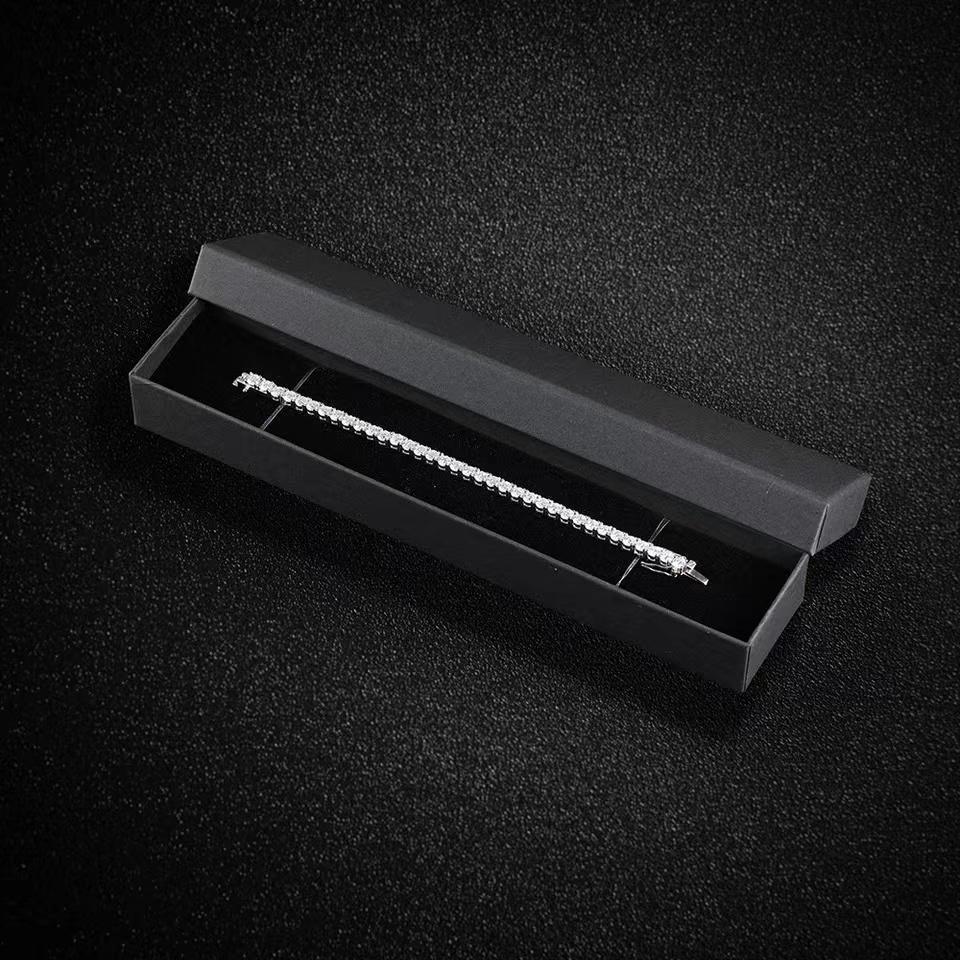 EWYA 925 Sterling Silver Moissanite Bracelet 0.1ct 3mm D VVS1 Diamond with GRA for Women Sparkling Wedding Party Fine Jewelry