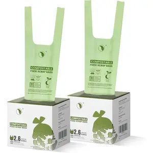 2.6 Gallon Compostable Bags, 100 Count, 2 Pack, 9.84L, Handle Tie   Bags, BPI and OK compost INDUSTRIAL Certified