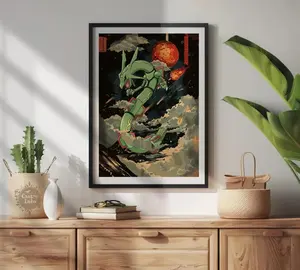 [Unframed Poster] Rayquaza Poster - Japanese Tapestry Style Sky Dragon Art, Printable Art