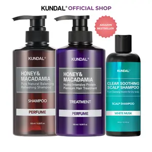 KUNDAL Korean Shampoo and Conditioner Set + 1 Scalp Shampoo for Irritated scalp | Salon-quality, Long Lasting Scent, Moisturizing, Sulfate-Free, Argan & Macadamia Oil, Korean Hair care