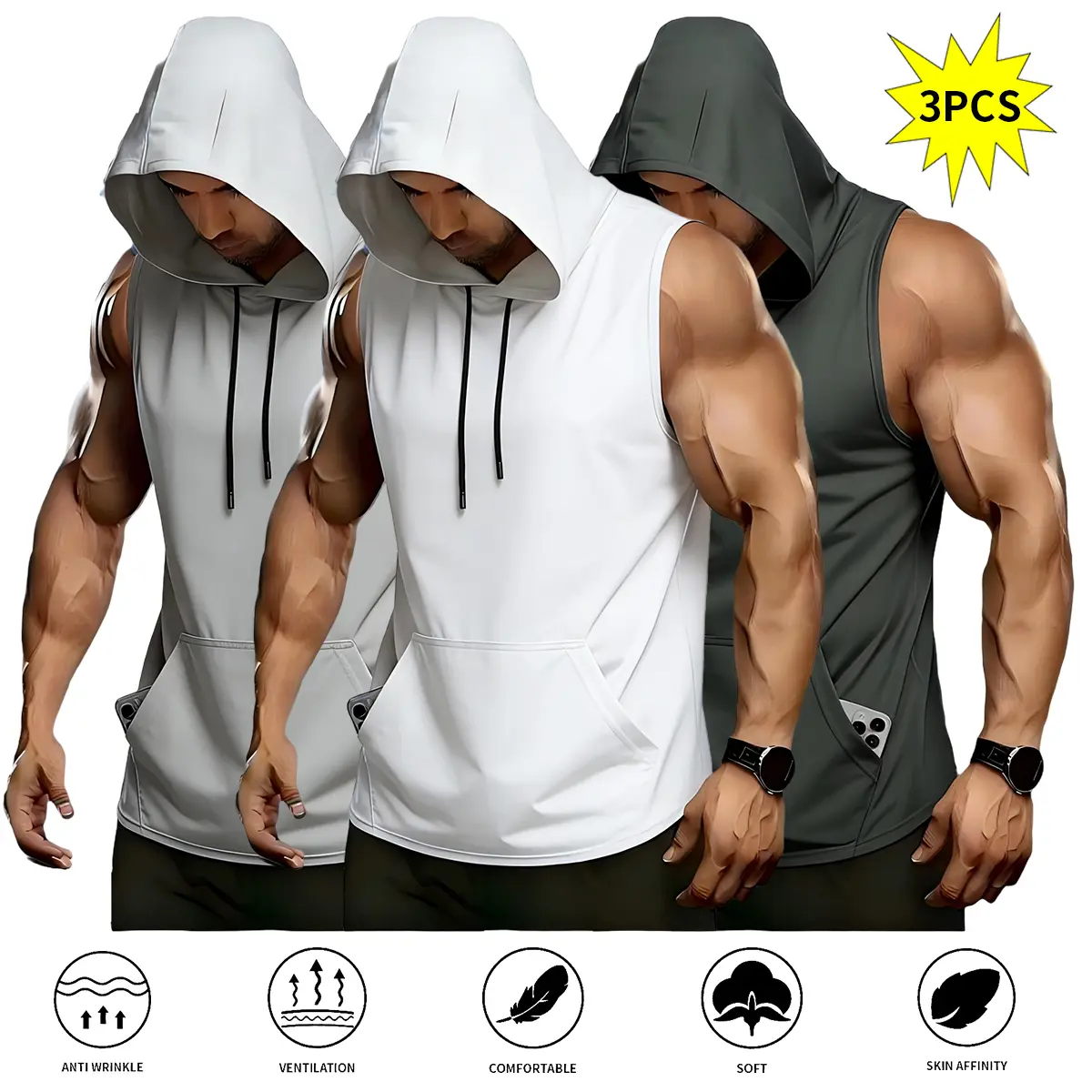 White + Light Gray + Dark Gray