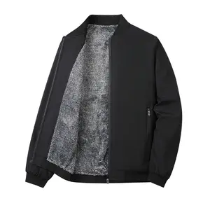 Men's Plain Color Fleece Casual Jacket with Zippered Pockets and Baseball Collar Thick Warm Fabric for Autumn Winter,Men's coat