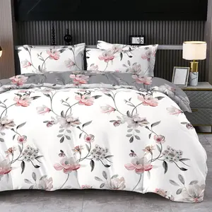 Shuya Magnolia Printed Floral Bedding Set Polyester-Cotton Fabric Machine Washable 1-2 Standard Shams Included Minimalist Classic Design 66x90 80x90 90x90 104x90