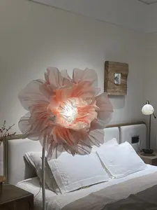 【Dancing Petals】60inches tall Silk Satin Floor Poppy flower, Floral Fabric Art Display Cabinet for Bedroom/livingroom christmas/valentine gift