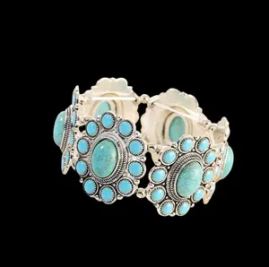 925 Sterling Silver Gemstone Bangle Mexican Navajo Jewelry