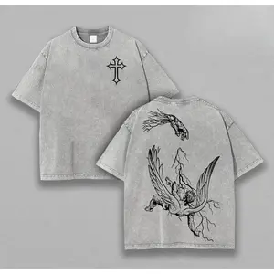Fallen Angel – Divine Judgment Graphic Tee Chrsitian Washed T-Shirt, Bible Verse Religious Aesthetic Spiritual Fashion USA Church Outfit Easter Tee, Christian Apparel Streetwear Gym Menswear Oversized Top Men or Women