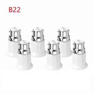 B22 to E27 Light Socket Adapter Set, 6 Pieces Converter Base for Bulbs, Easy Plug-In Light Fixture Upgrade