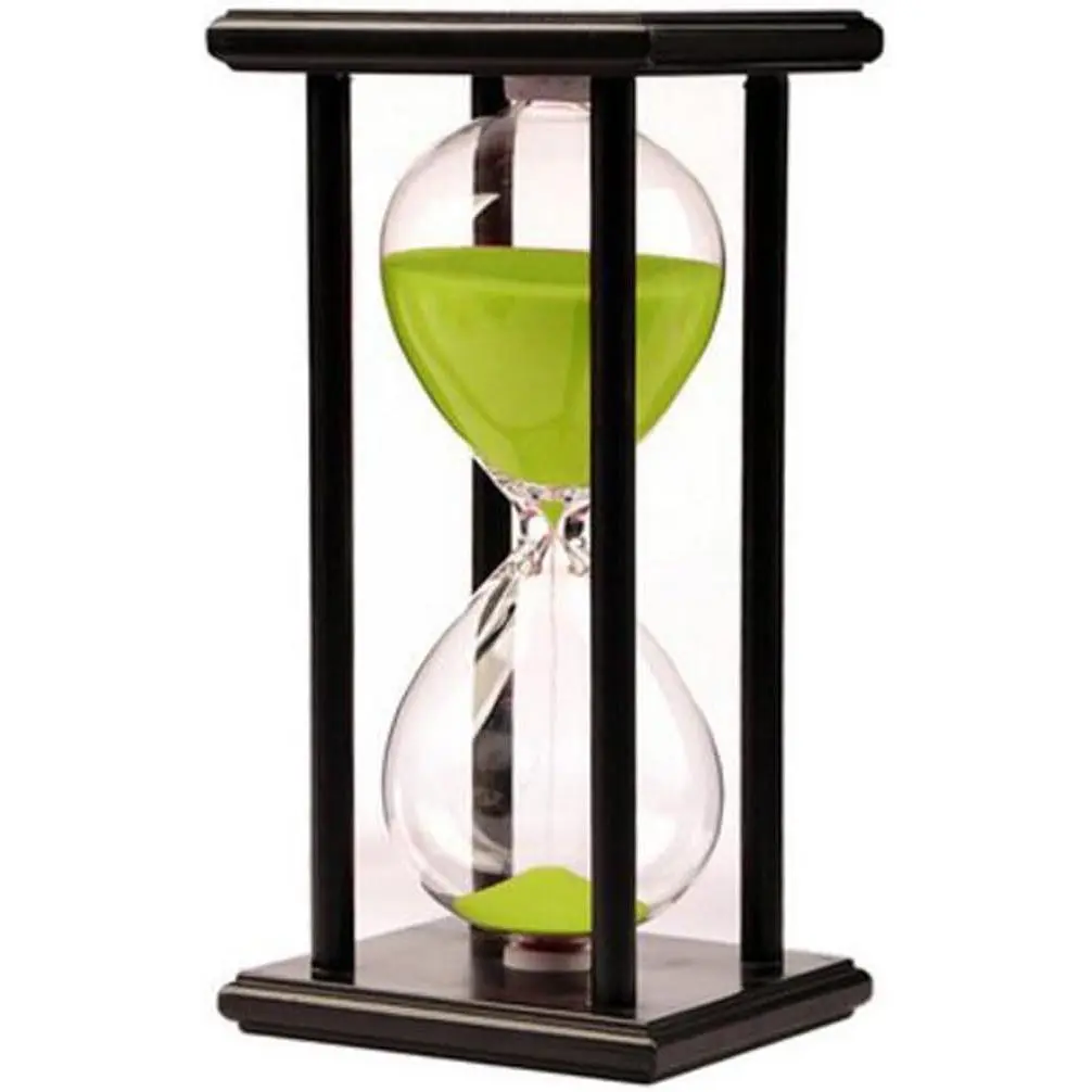 Sand Timer Clock Hourglass 60 Min Minutes  Ornament Office Desk Decoration for Living Room Coffee Table School  60 Min Wooden Frame Sandglass Green