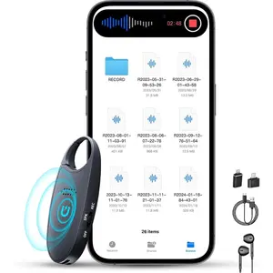 Magnetic Digital Voice Recorder with AI-Triple Noise Reduction,Portable Audio Recorder Compatible with Smart Cell Phone/PC Recording Device for Lectures,Meetings,Interviews,Black Button