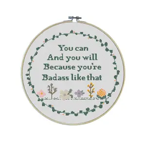 Badass Like That Premium Cross Stitch Kit - EVERYTHING INCLUDED | Inspirational Patterns | Subversive Stitch | Wildflowers | Funny | Believe in Yourself