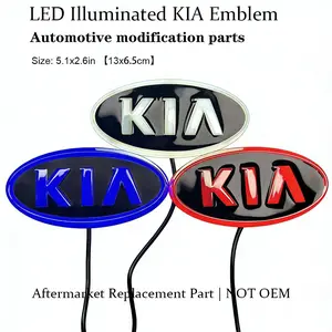 LED Illuminated Style Emblem for Kia - 5.1x2.6in Aftermarket Glowing Badge