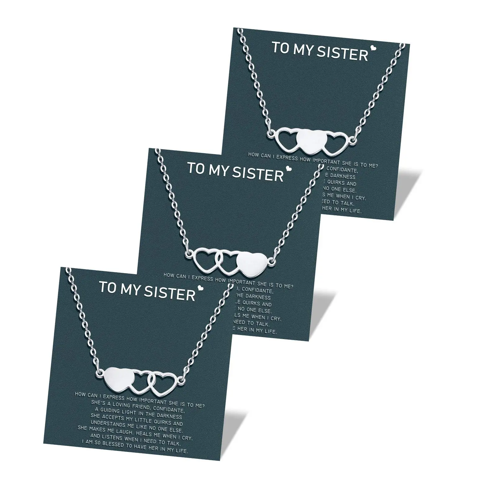 Women's Stainless Steel Heart Design Fashion Matching Necklace Sets, Friendship Jewelry for 2/3/4 Women, Heart Design Jewelry