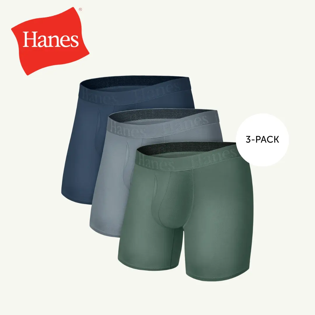 Hanes Originals Men's SuperSoft Boxer Brief Underwear, Viscose from Bamboo, Assorted, 3-Pack