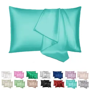 2/4-Pack Turquoise Satin Silk Pillowcases for Hair & Skin - Cooling Luxurious Envelope Closure Pillow Covers - Gentle on Skin Mulberry Silk-Like Summer Beauty Sleep Bedding Gift for Women Men (No Pillow Core)