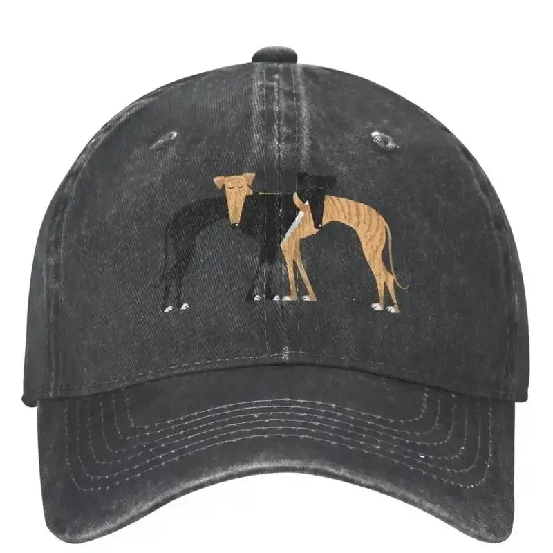 Casual Greyhound Dog Baseball Cap, Unisex Washed Denim Cotton Hat, Sturdy & Adjustable for Outdoor Sports Wear, Daily, Breathable, Fashion, Curved Brim, Hand Wash Only, All Season, Portable