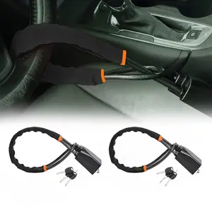 2pcs Car Anti-Theft Steering Wheel Lock Heavy-Duty Anti-Theft Car Steering Wheel Lock, Seat Belt Lock, Anti-Slip Design for Trucks, SUVs, RVs - Unique Buckle Mechanism, Sturdy Construction, Max 17'' Inch Length, Car Interior Accessories
