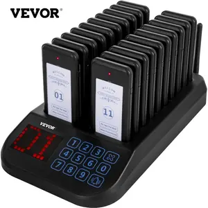 Summervibes VEVOR F103 Restaurant Pager System 20 Pagers, Max 98 Beepers Wireless Calling System, Touch Keyboard with Vibration, Flashing and Buzzer for Church, Nurse, Hospital Hotel